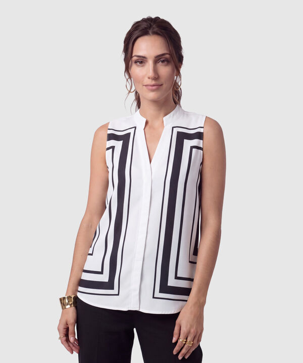 Blusa Sin Mangas Cuello Mao Para Mujer image number null