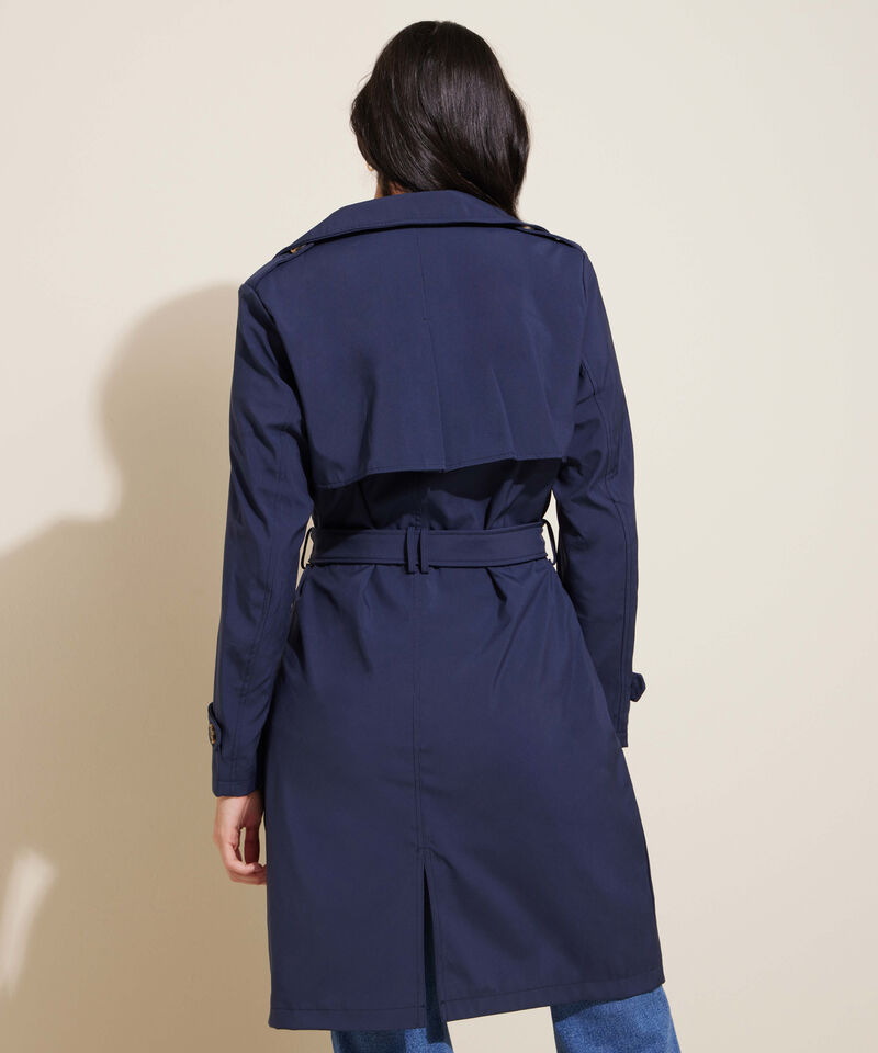 Chaqueta Trench Con Cinturon De Ajuste Manga Larga