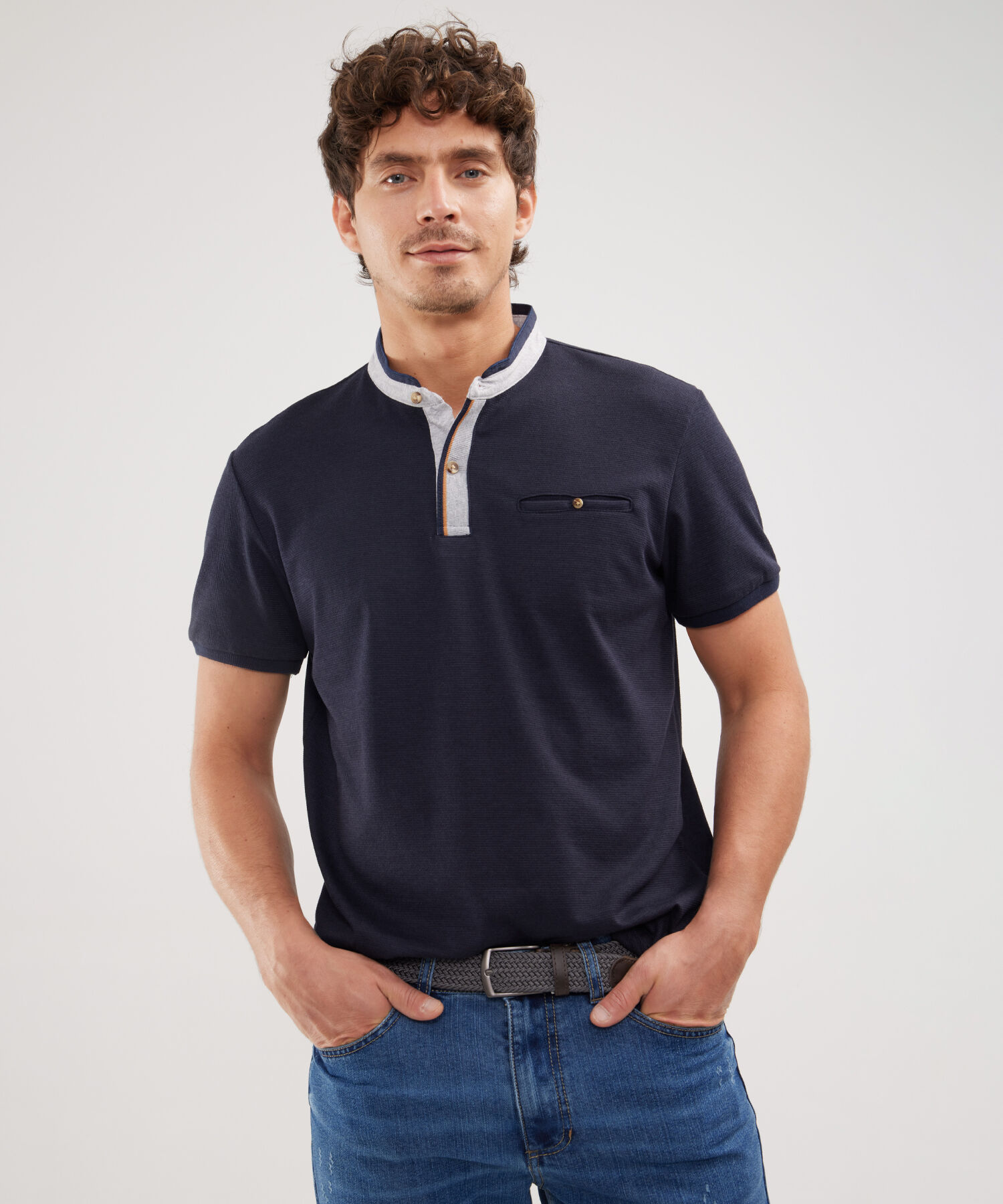 Polo Cuello Neru Con Bolsillo