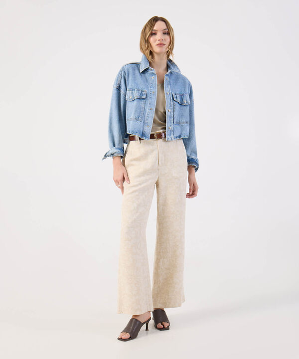 Pantalón Recto de Tejido Suave image number null