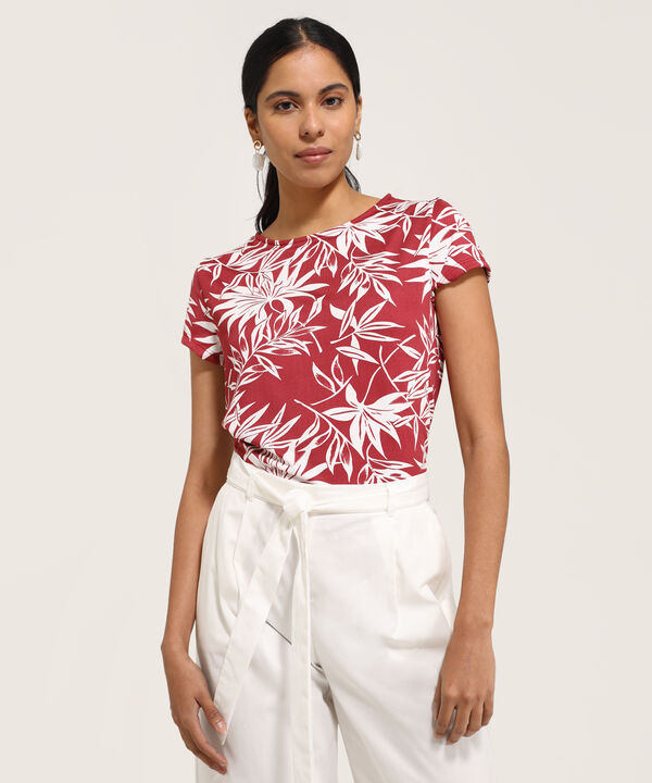 Camiseta Estampado de Hojas image number null