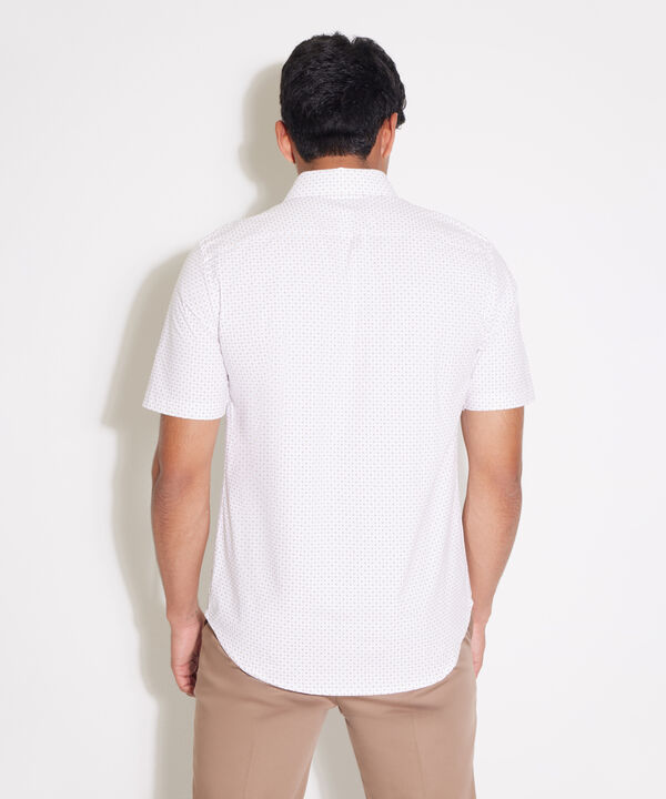 Camisa Estampada Manga Corta, Cuello Formal