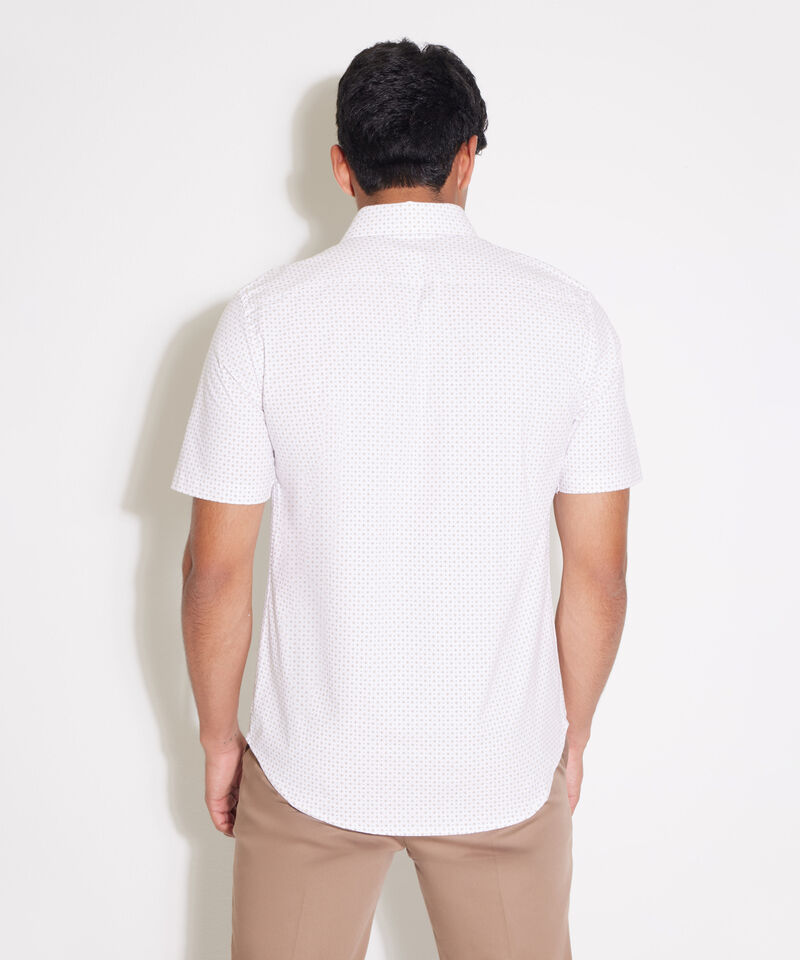Camisa Estampada Manga Corta, Cuello Formal