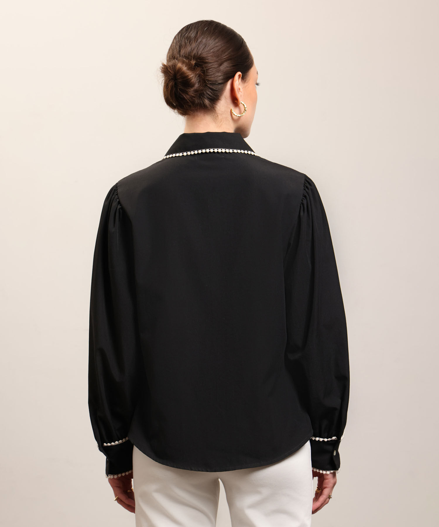 Camisa Unicolor Con Textura Para Mujer