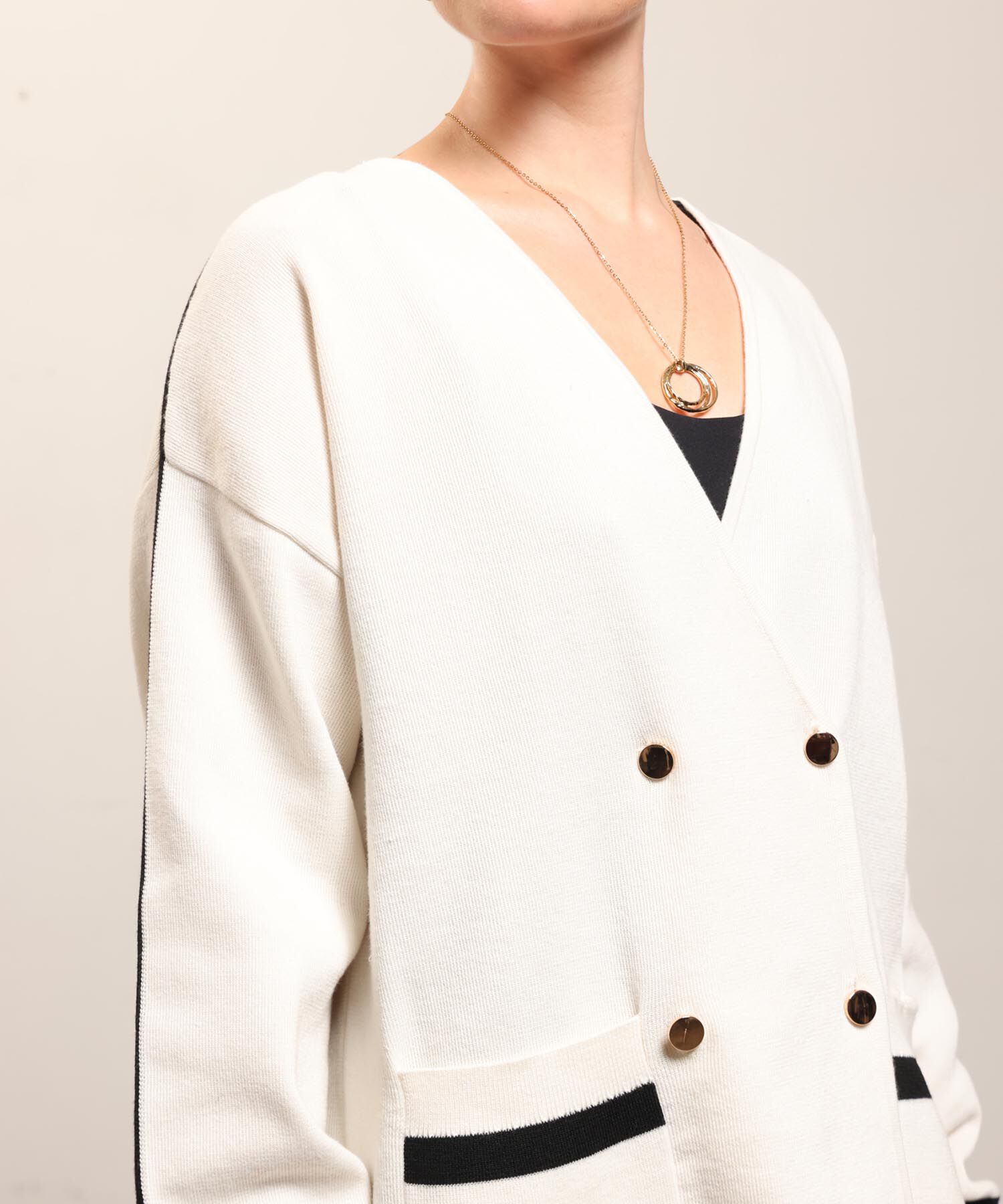 Cardigan De Punto Doble Botonadura Mujer