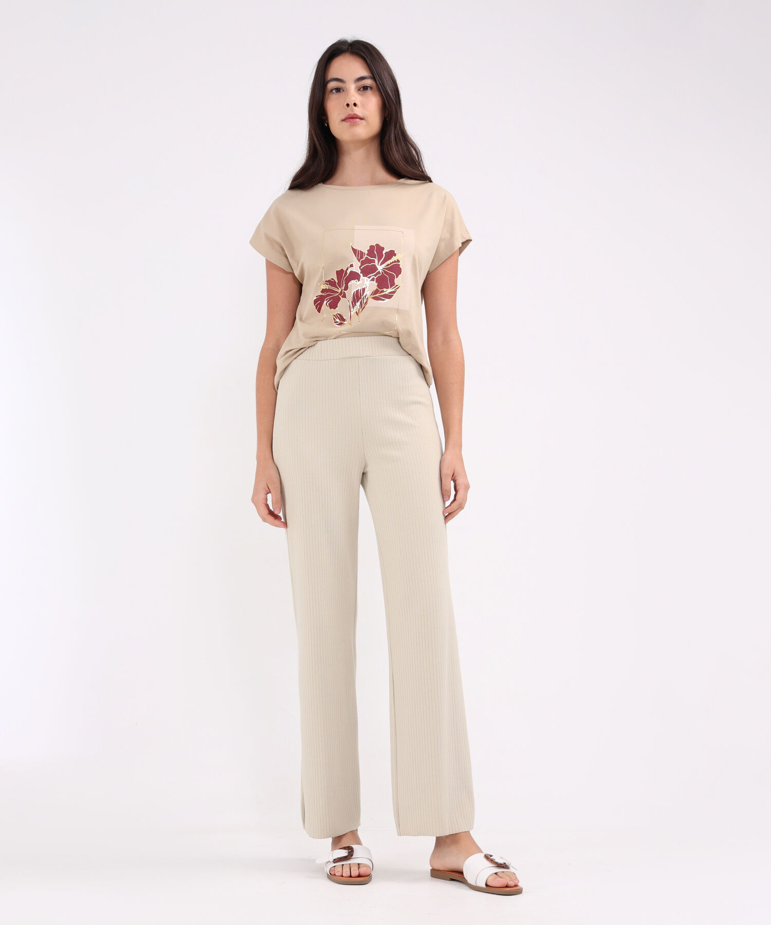 Leggins Unicolor Acanalado, Bota Recta