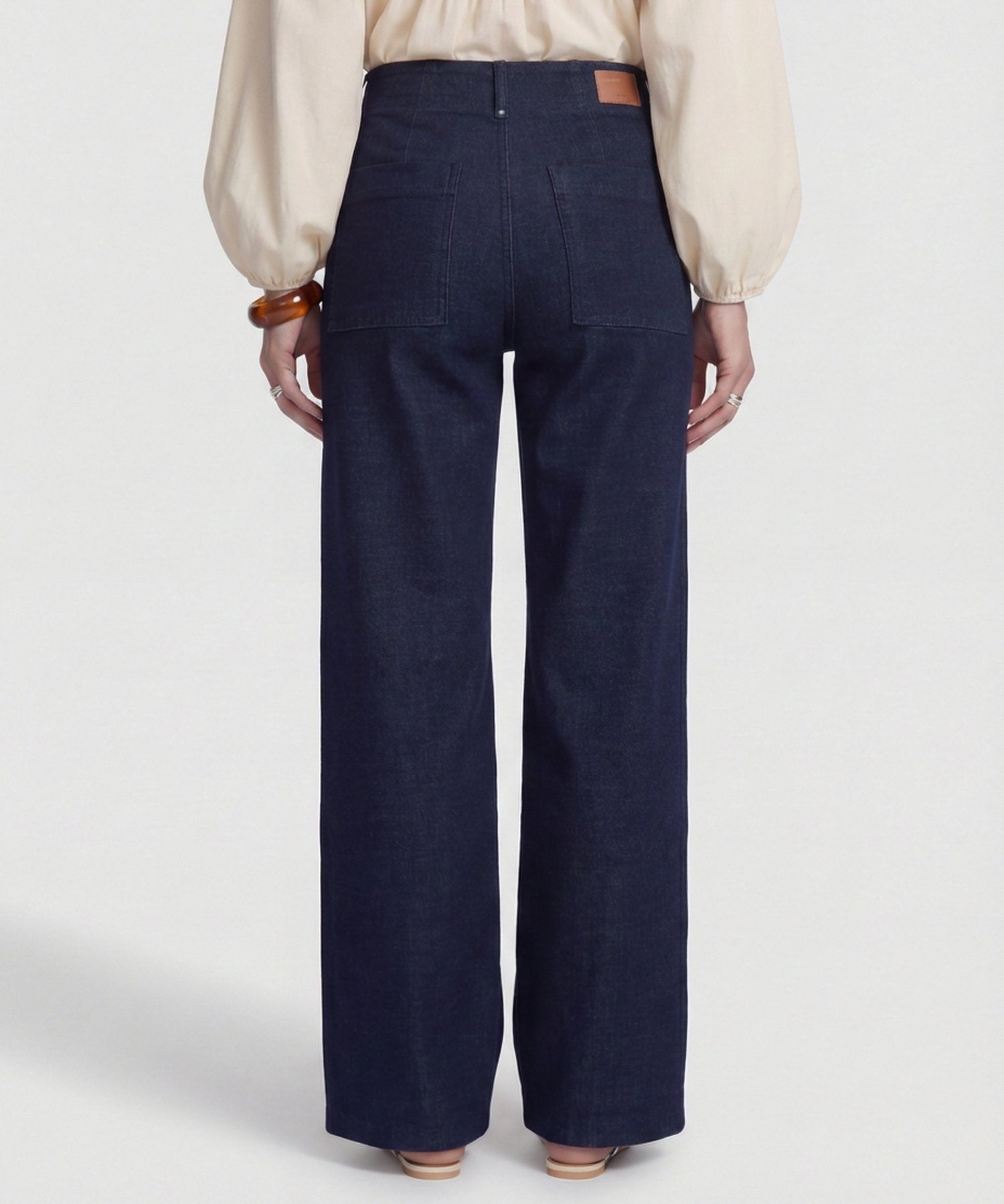 Jean Wide Leg con Costura Frontal para Mujer