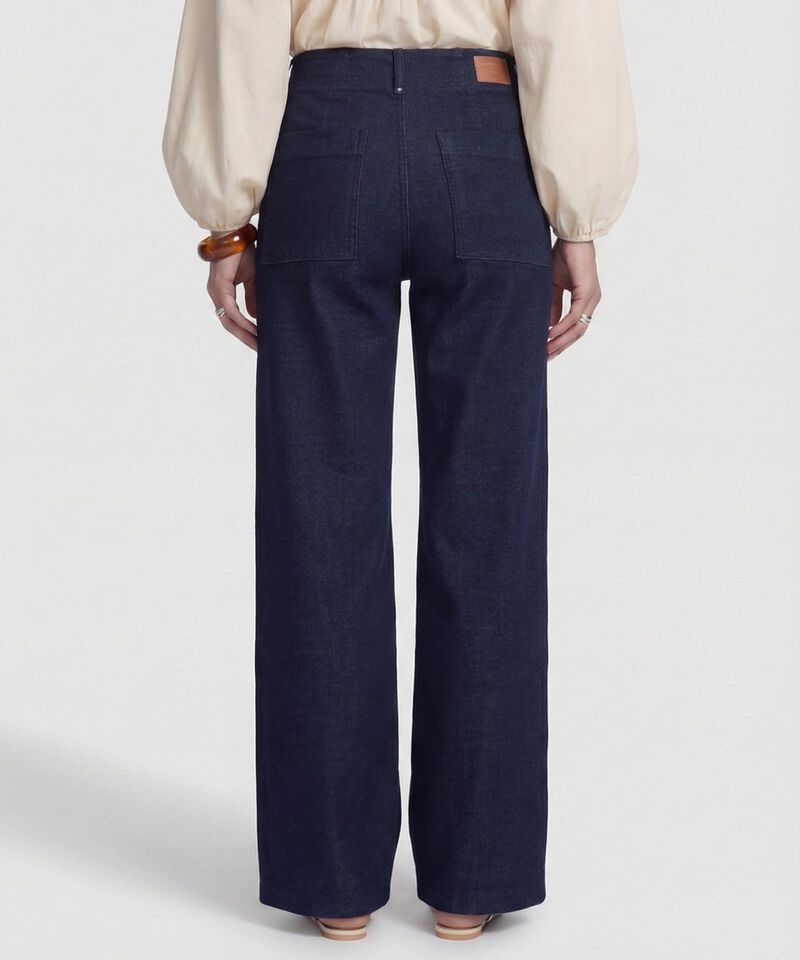 Jean Wide Leg con Costura Frontal para Mujer