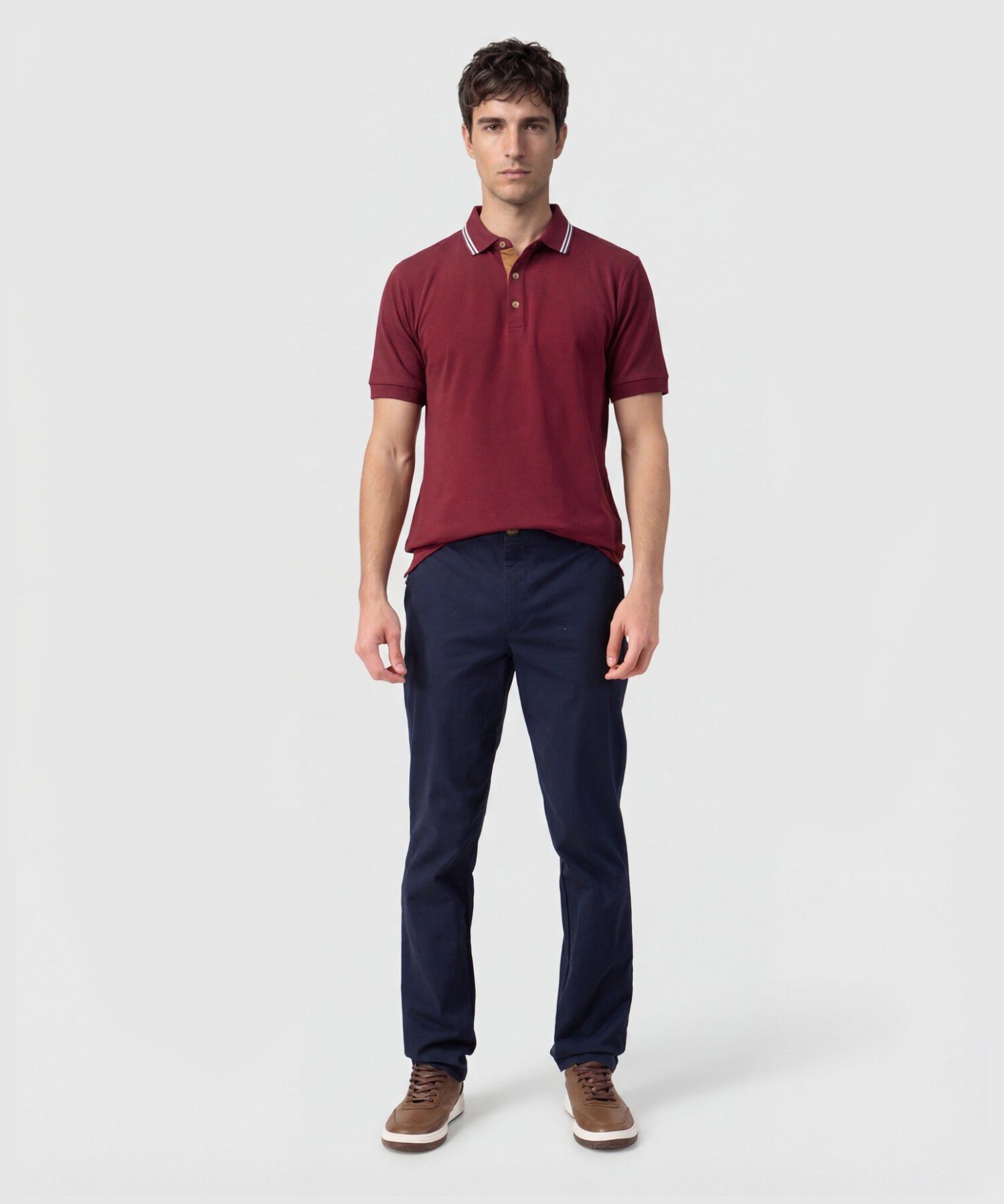 Polo Con Pechera En Contraste Para Hombre