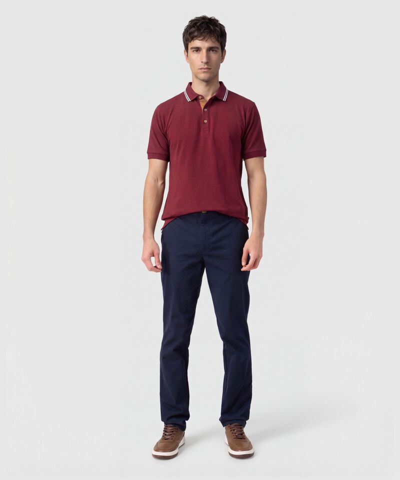 Polo Con Pechera En Contraste Para Hombre