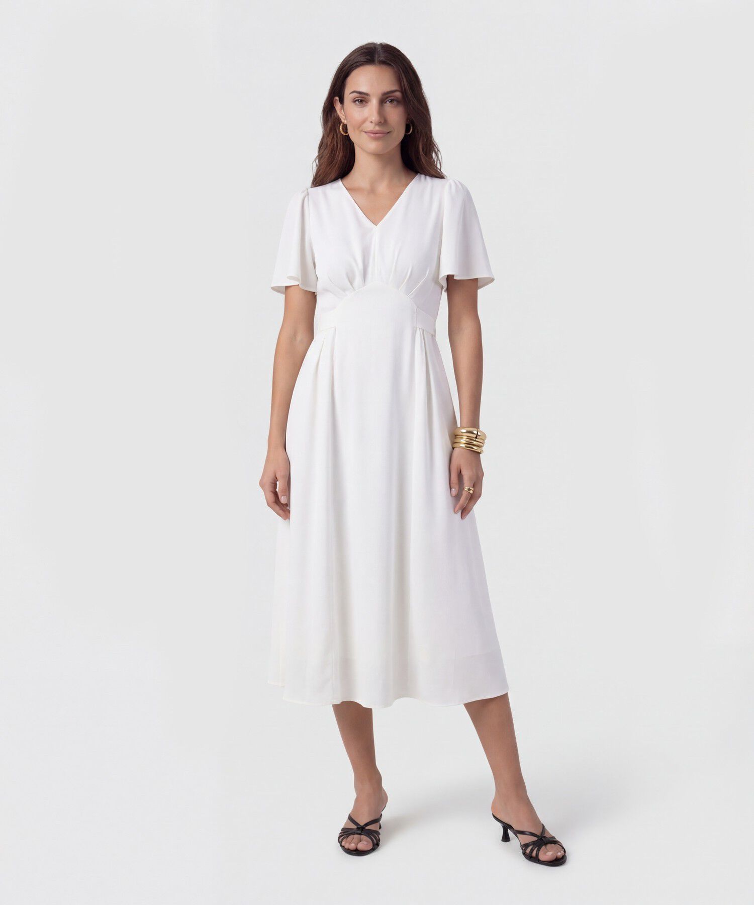 Vestido Largo Con Mangas Acampanadas Para Mujer
