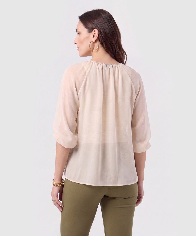 Blusa Cuello Recogido Transparente Mujer