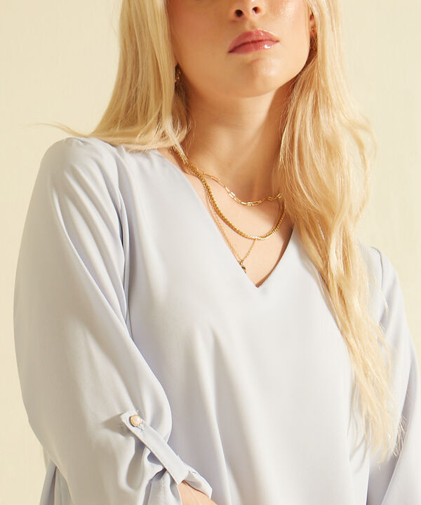 Blusa Manga 3/4 Con Charretera Unicolor