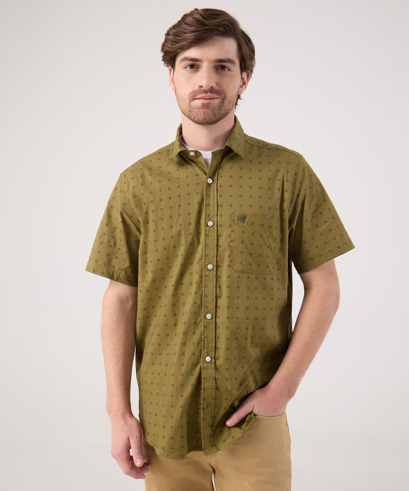 Camisa Manga Corta En Miniprints Con Bolsillo