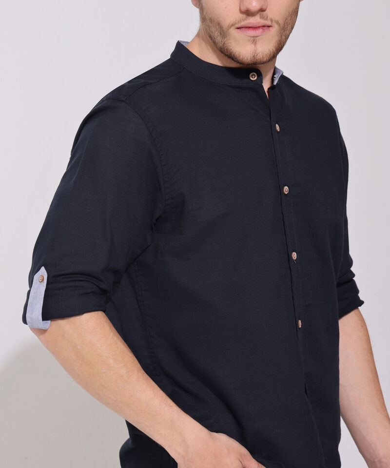 Camisa Manga Larga Cuello Neru Unicolor
