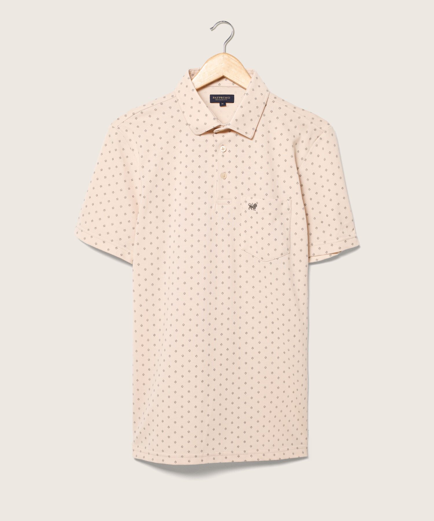 Polo Estampada, Cuello Duro Con Bolsillo Y Silueta Regular Fit