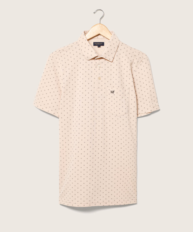 Polo Estampada, Cuello Duro Con Bolsillo Y Silueta Regular Fit