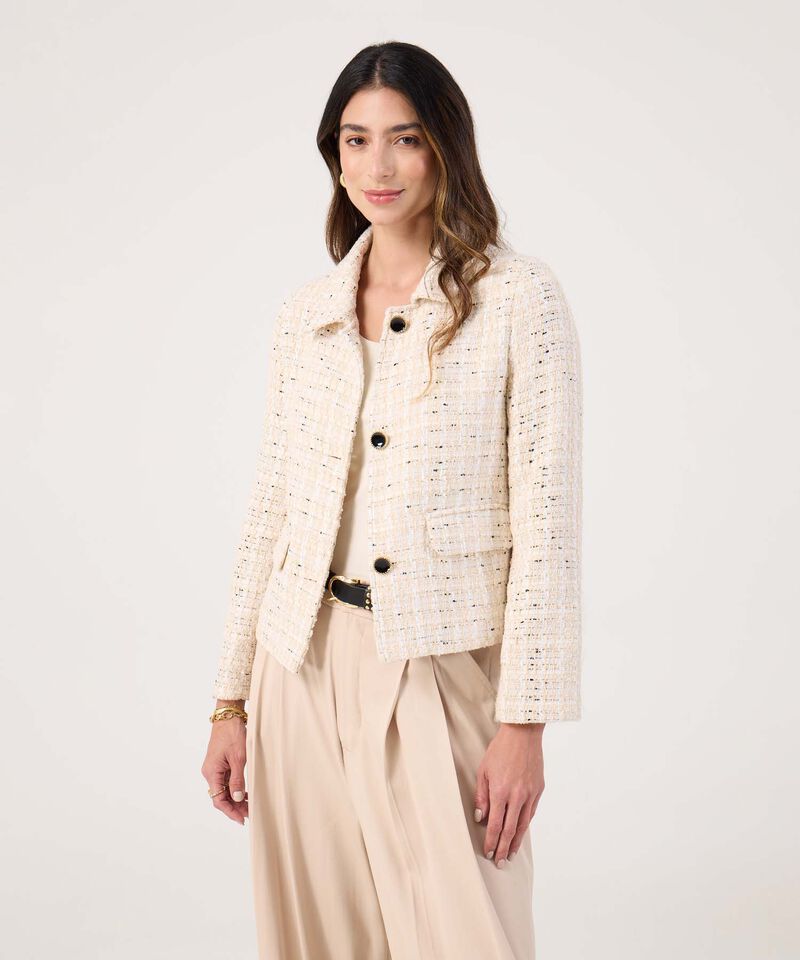 Chaqueta Texturizada Con Cuello Camisero