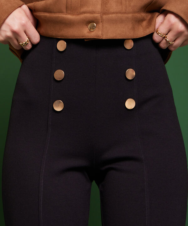 Leggings Unicolor Con Botones En Frente Unicolor