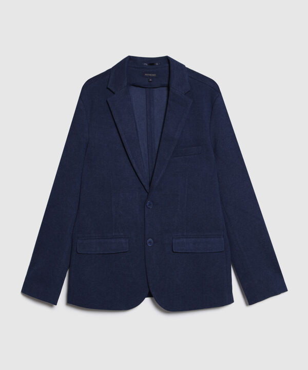 Blazer Manga Larga En Punto Con Bolsillos En Frente