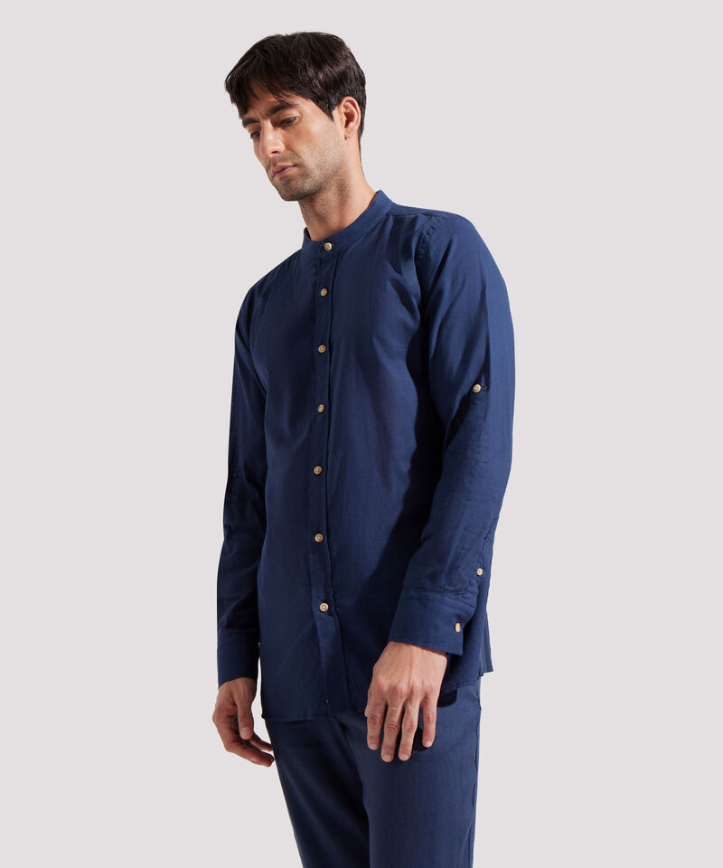 Camisa Manga Larga con Cuello Mao