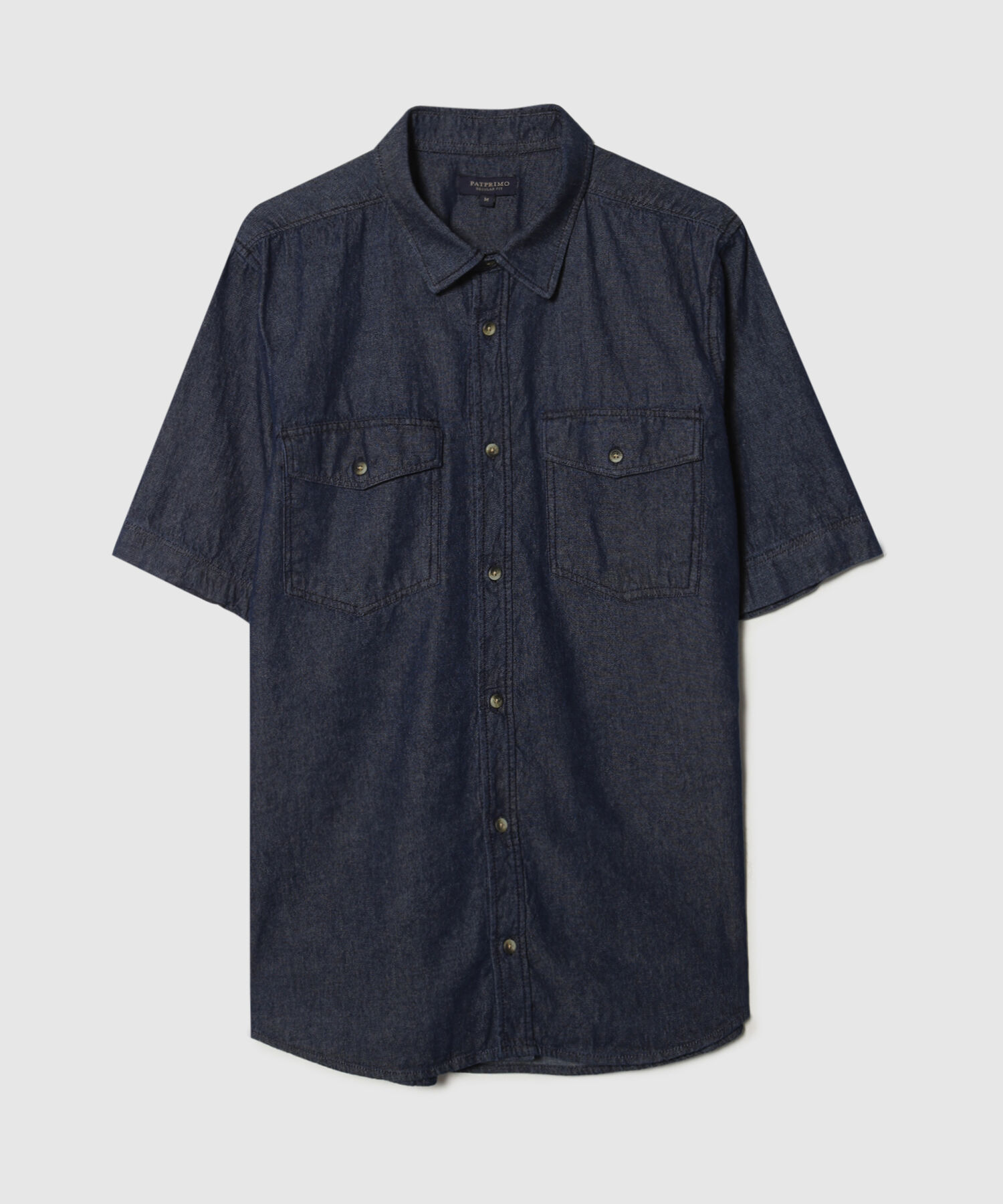 Camisa Manga Corta Cuello Clásico Tono Azul