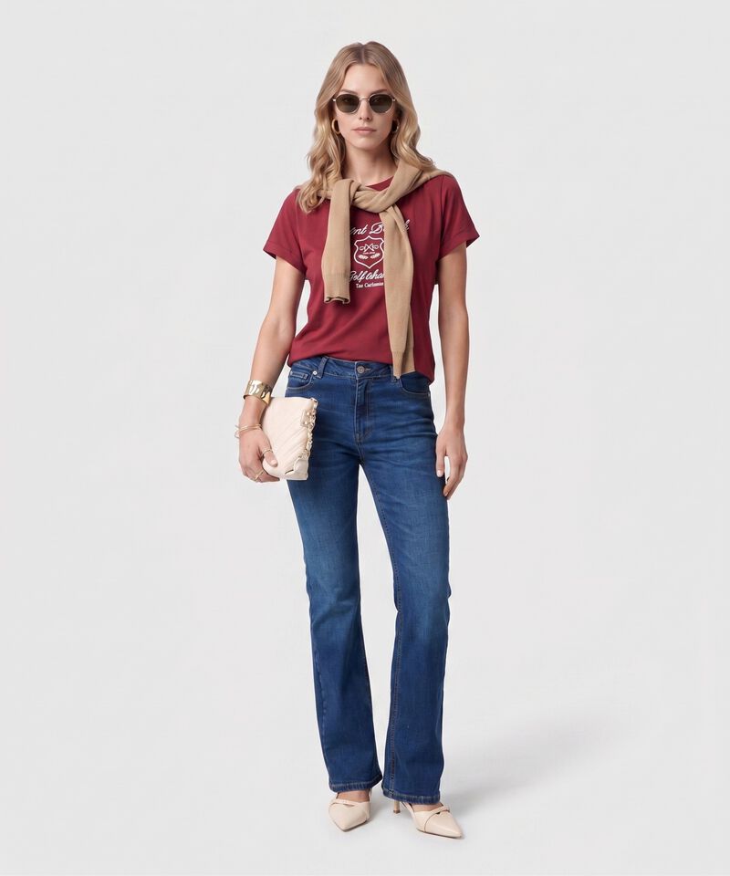 Jeans Bota Flare Silueta Ajustada Mujer