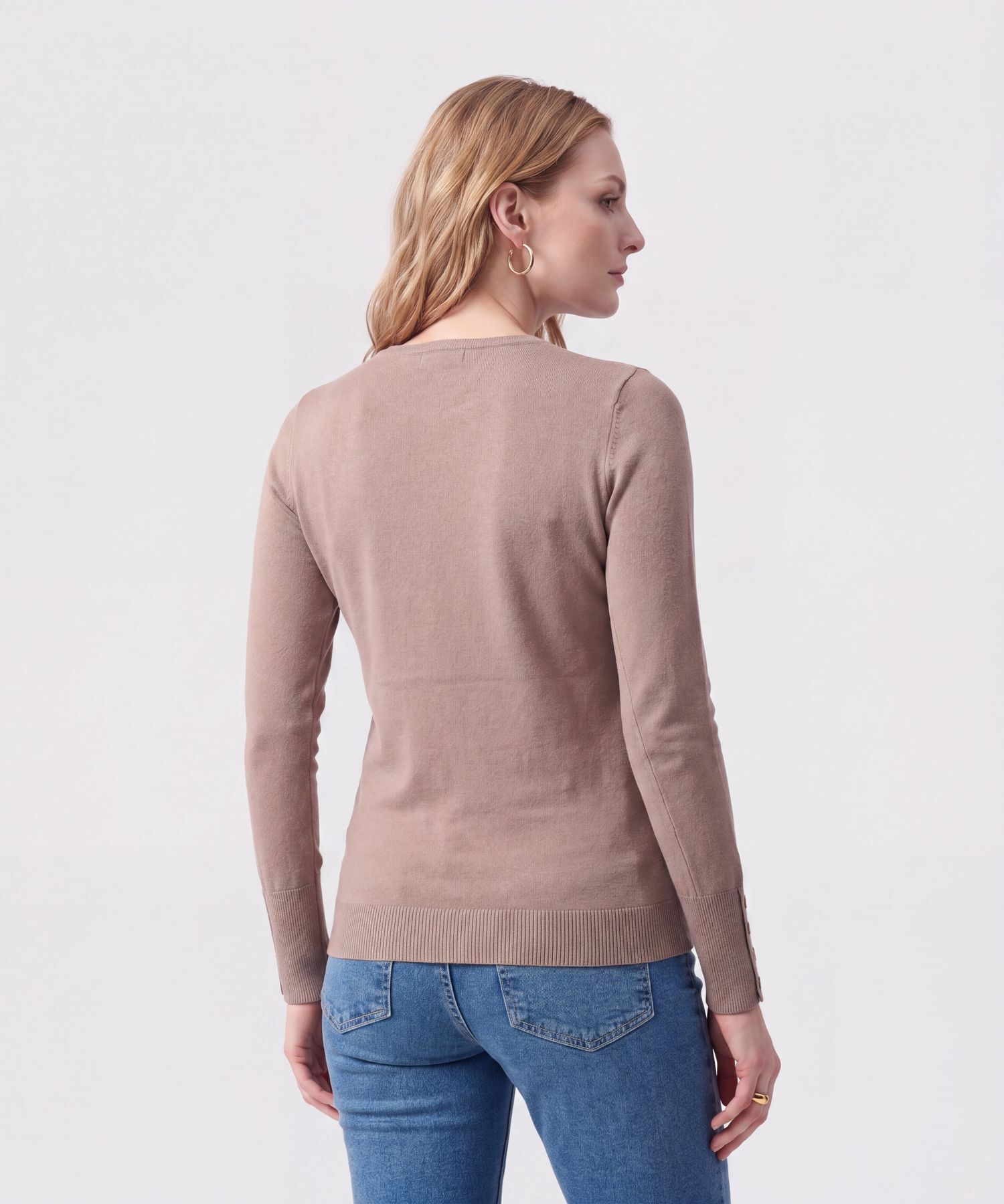 Saco Cuello Redondo Con Botones En Pu&ntilde;os