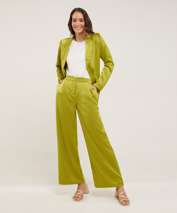 Pantalón Fluido En Satín Unicolor image number null