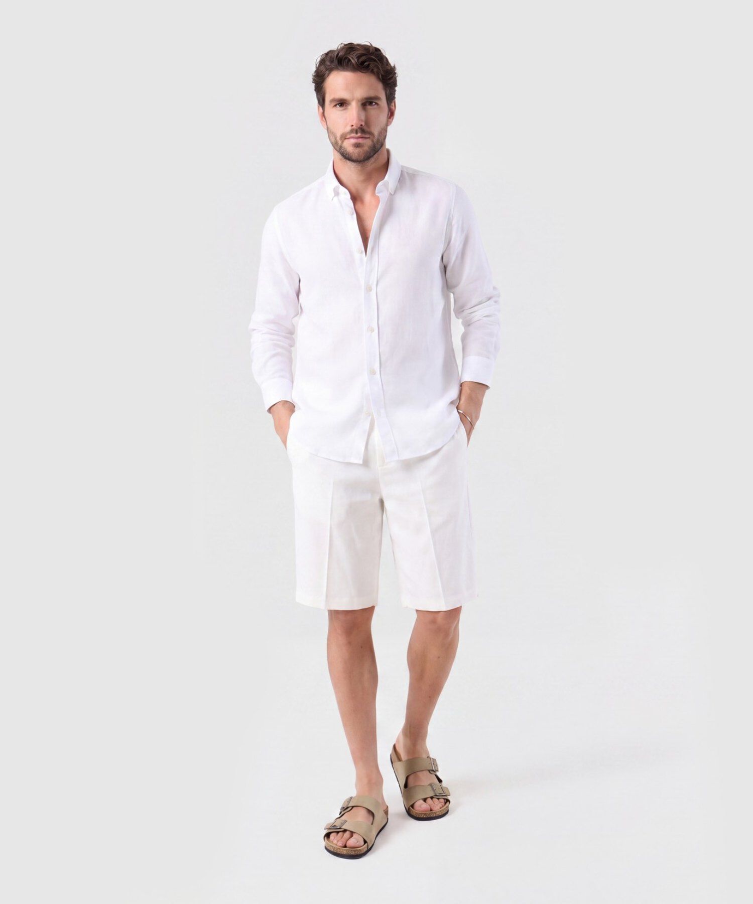 Camisa Manga Larga Texturizada Para Hombre