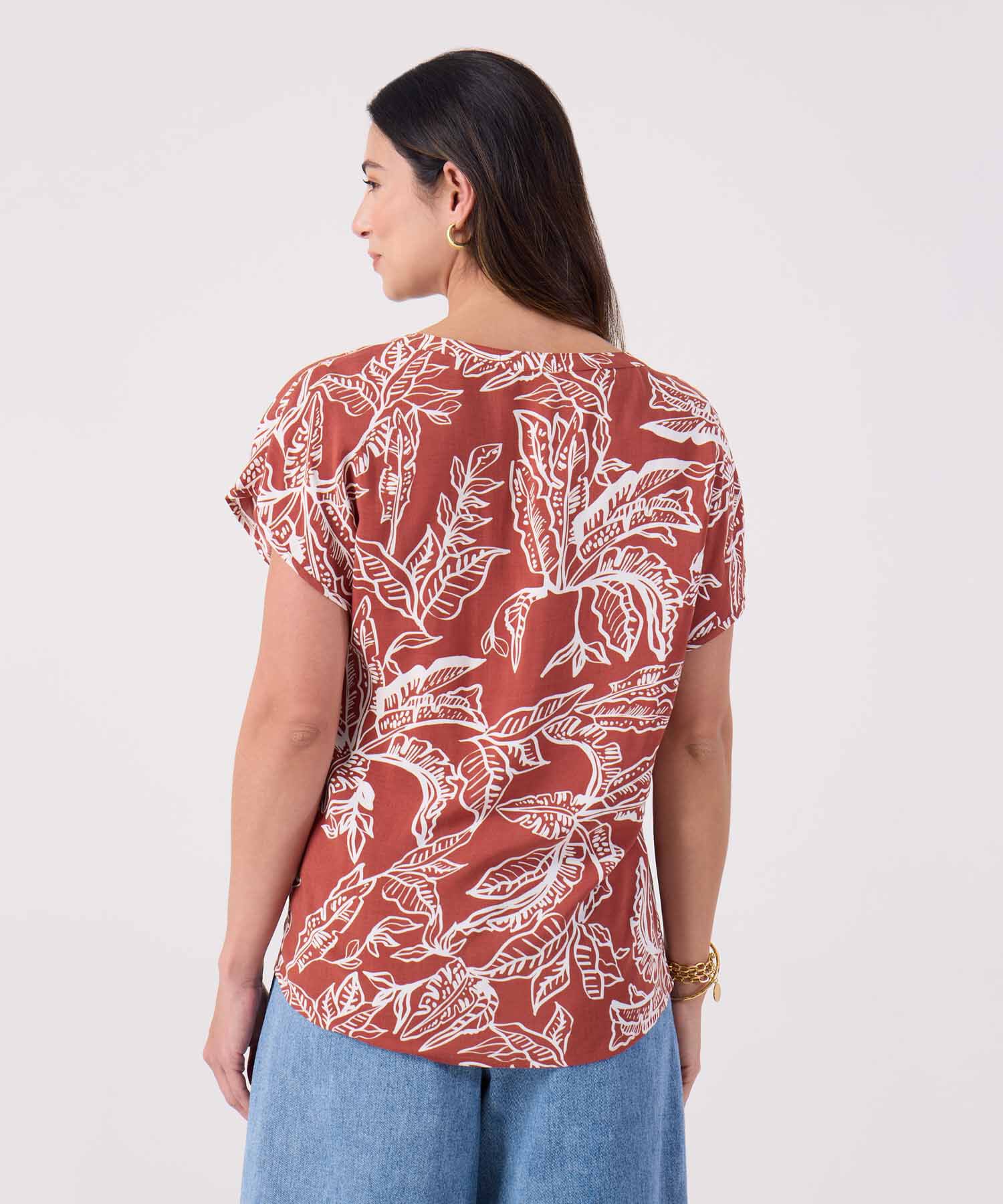 Blusa Estampada Cuello Mao