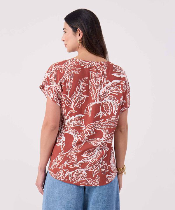 Blusa Estampada Cuello Mao