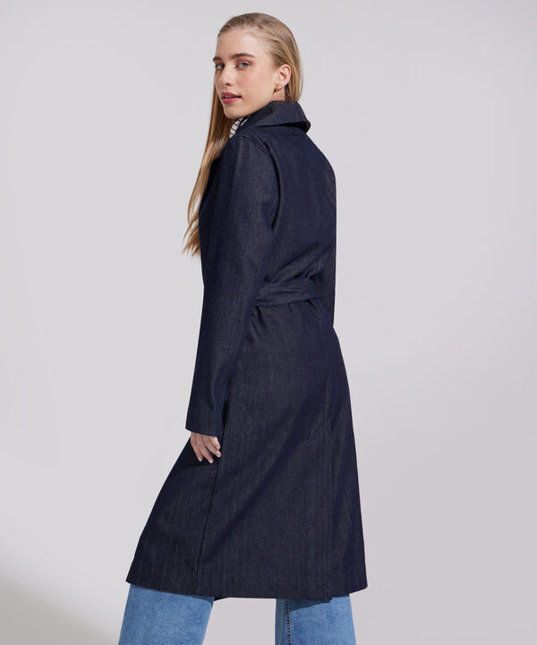 Chaqueta Gabardina En Denim Tono Azul Raw