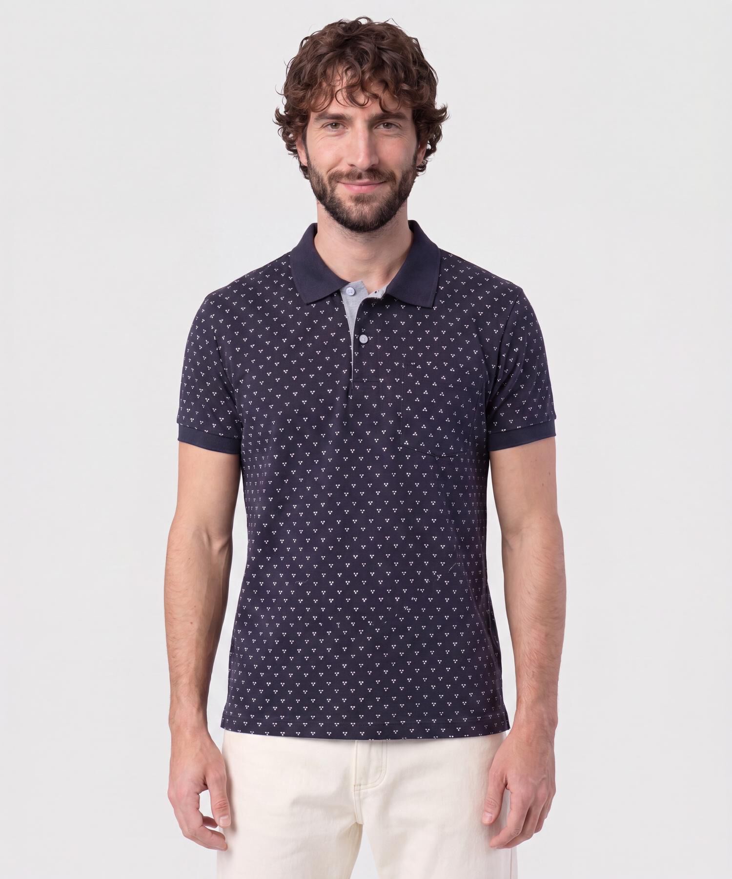 Polo Estampada Con Bolsillo 
