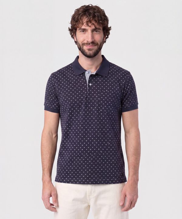 Polo Estampada Con Bolsillo 