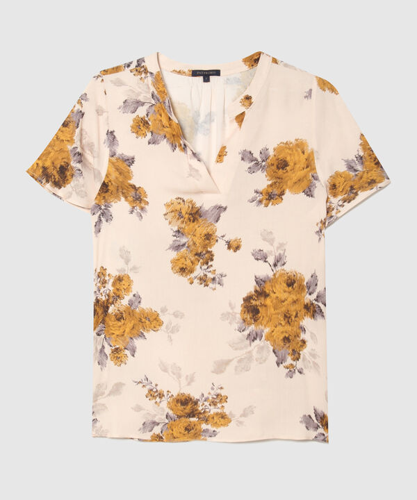 Blusa Manga Corta Estampada Cuello Neru