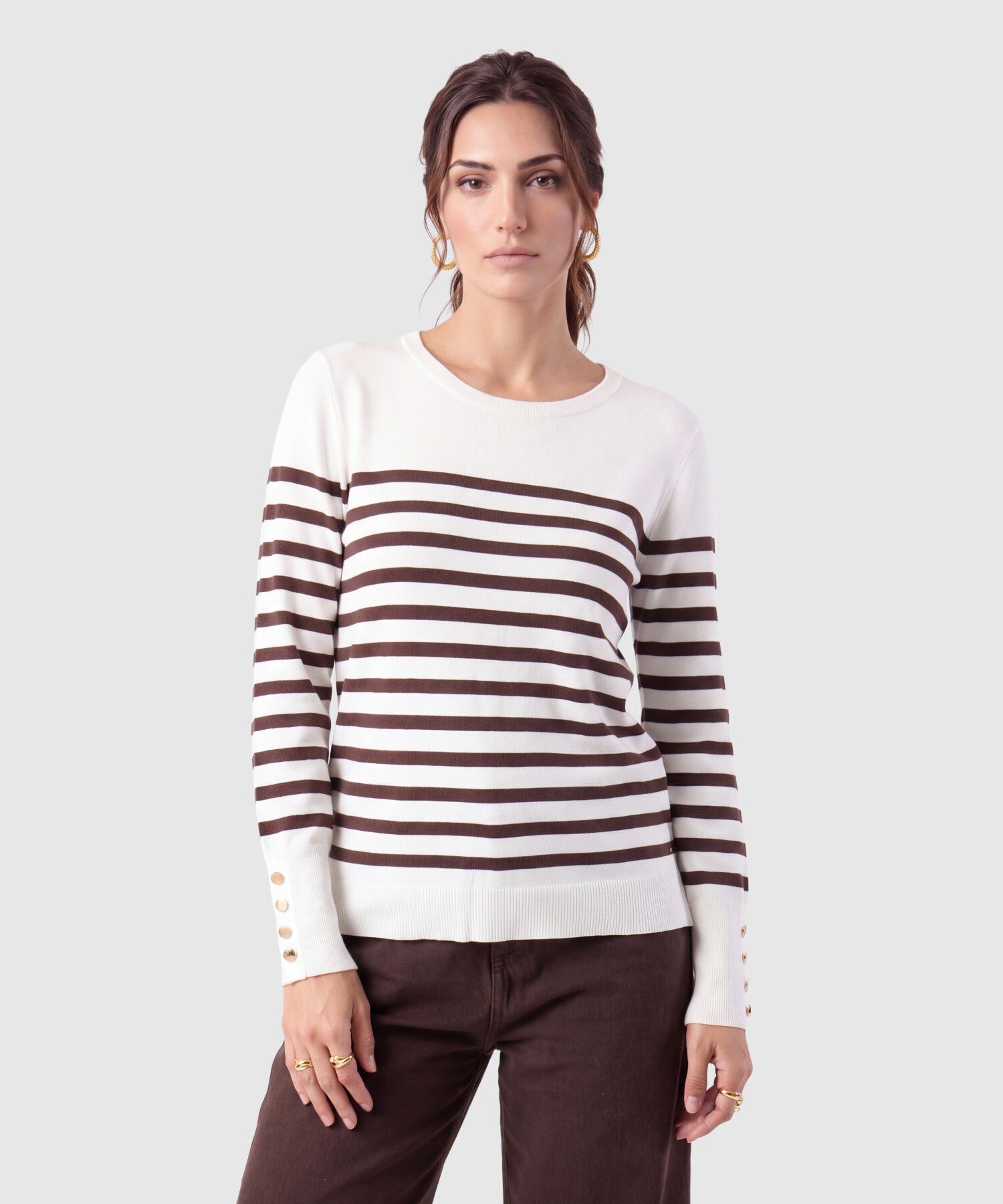 Saco Tejido Botones Pu&ntilde;o Para Mujer