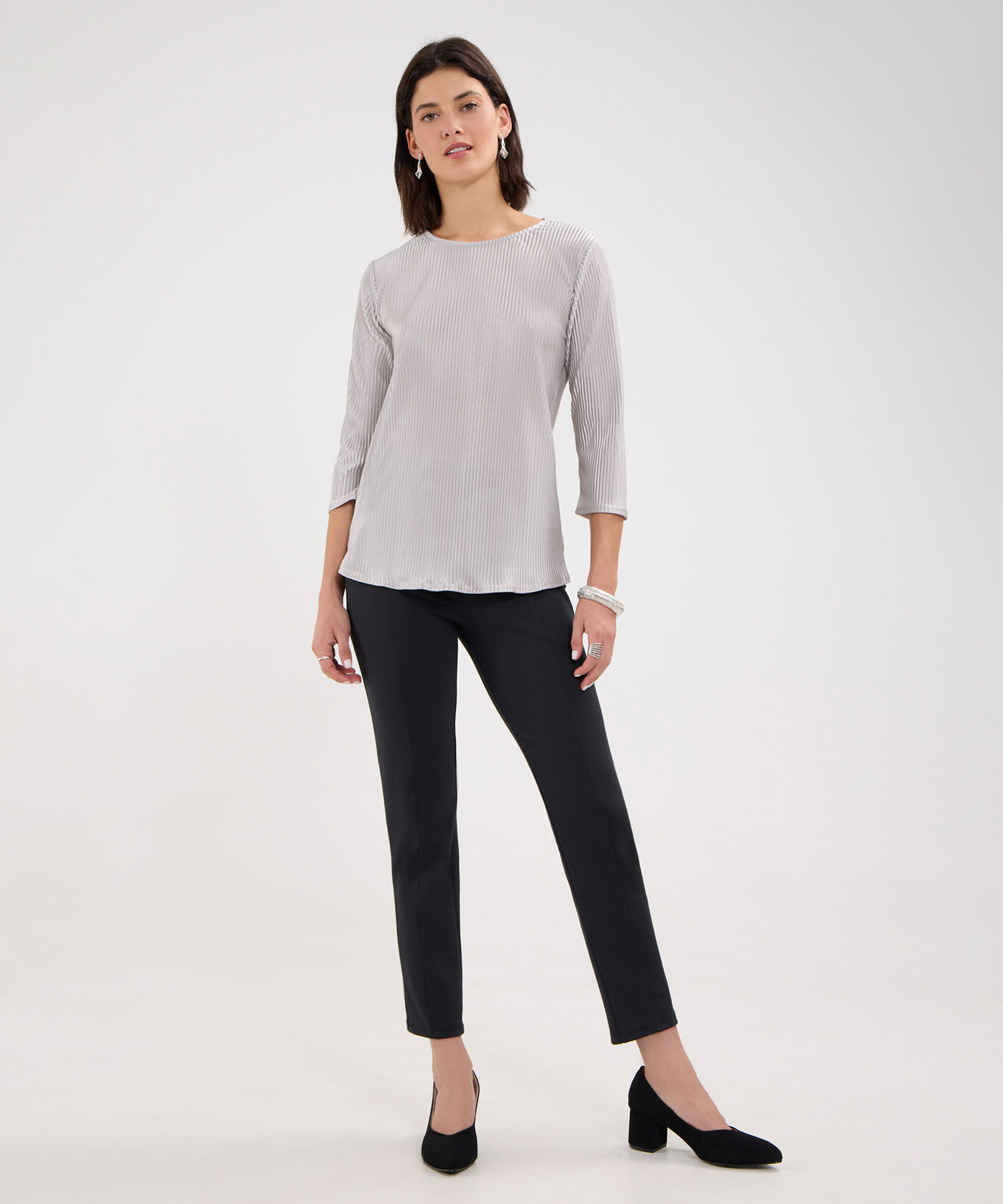 Blusa Plisada Efecto Metalizado