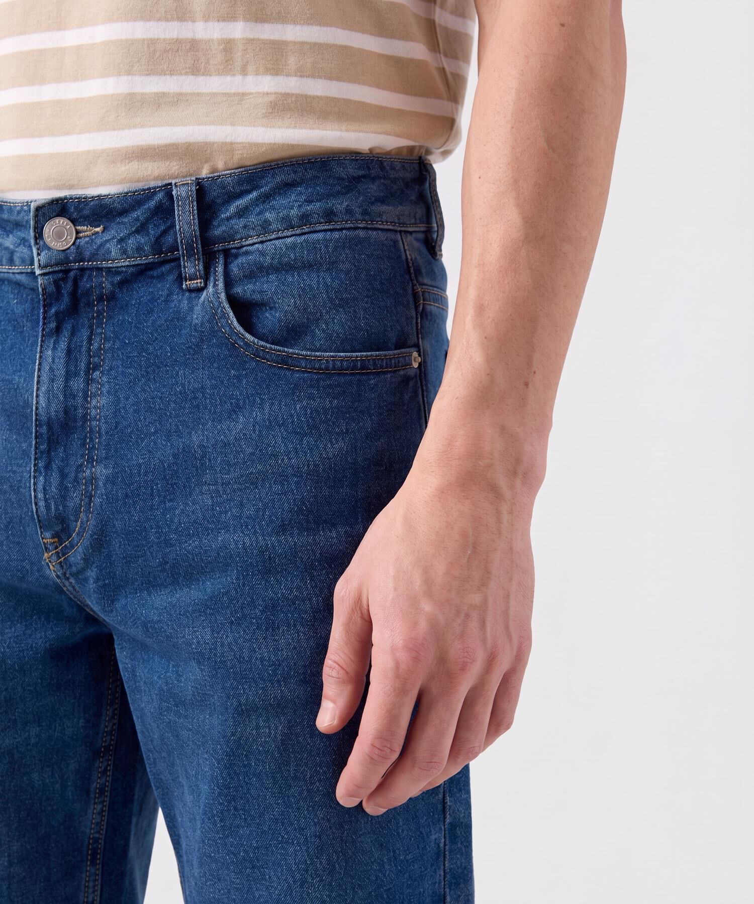 Bermuda Denim De Cinco Bolsillos Para Hombre