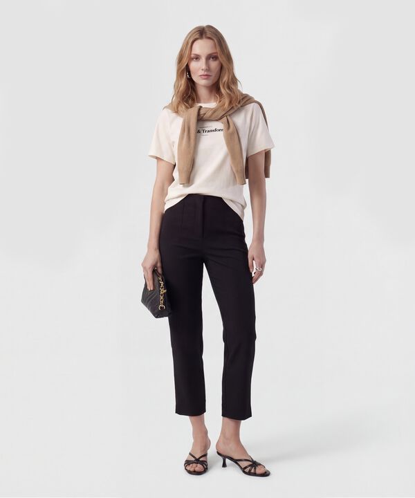 Camiseta B&aacute;sica Con Estampado Para Mujer