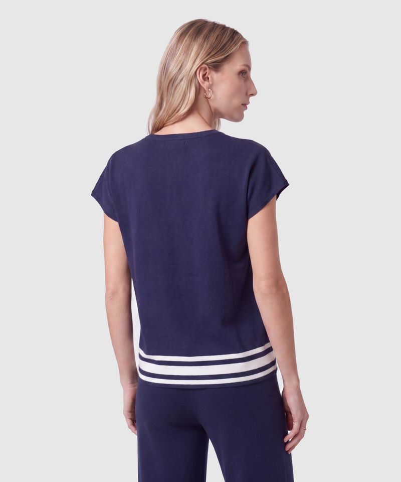 Camiseta Manga Corta A Rayas Para Mujer