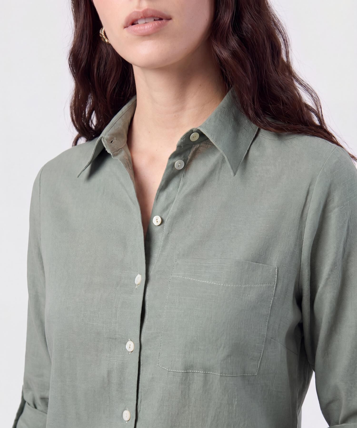 Camisa con Unicolor Manga Larga Para Mujer