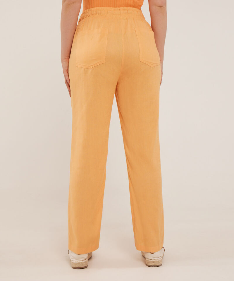 Pantalón Pretina Resortada En Lino Unicolor