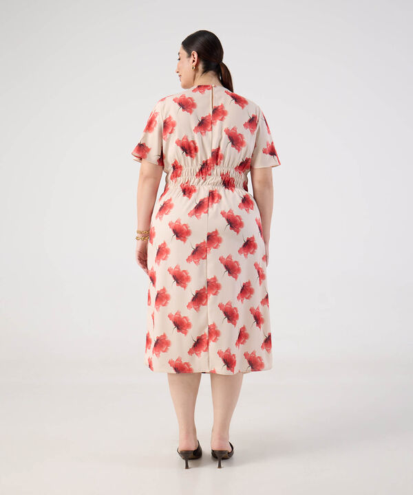 Vestido con El&aacute;stico en Cintura y Manga Mariposa Para Mujer Curvy