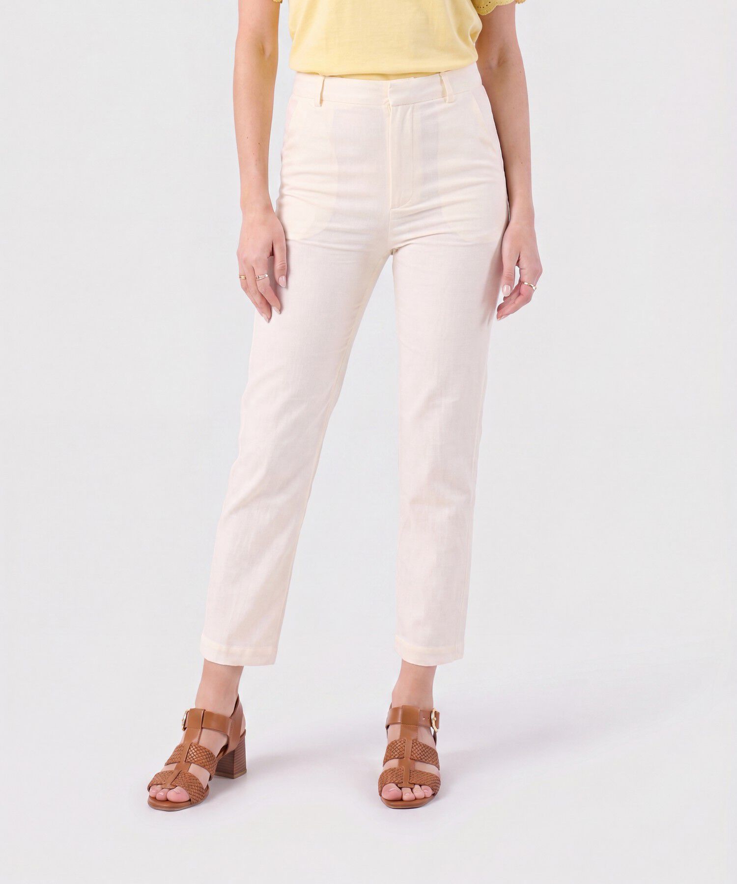Pantal&oacute;n Chino De Tiro Alto Para Mujer