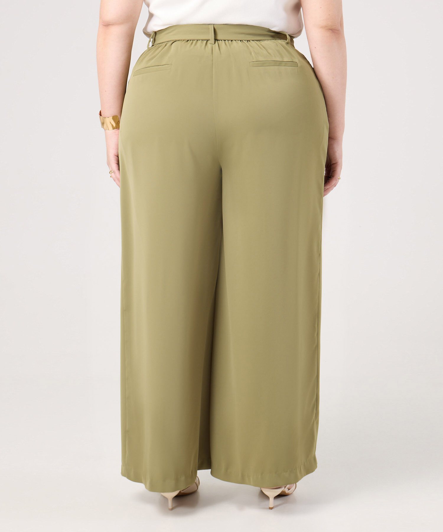 Pantal&oacute;n Unicolor Con Cintur&oacute;n Para Mujer Curvy
