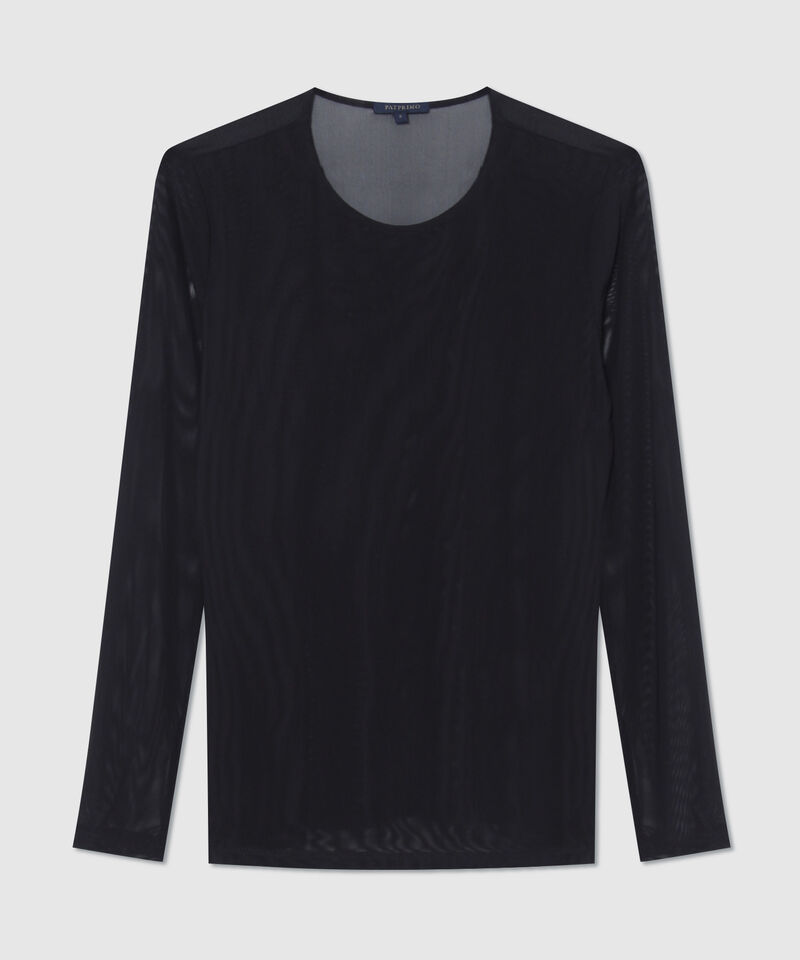 Camiseta Unicolor Escote Redondo Manga Larga