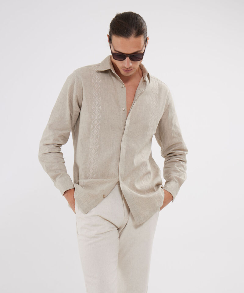 Camisa Guayabera Manga Larga Sin Bolsillo