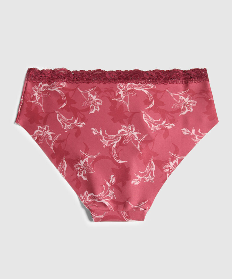 Panty Clásico Estampado Con Encaje En Cintura