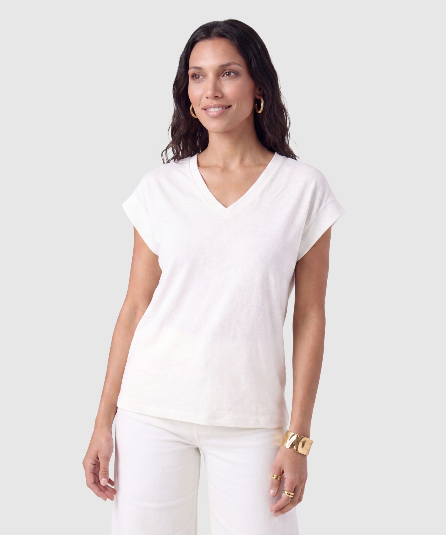 Camiseta Cuello V Manga Corta Mujer